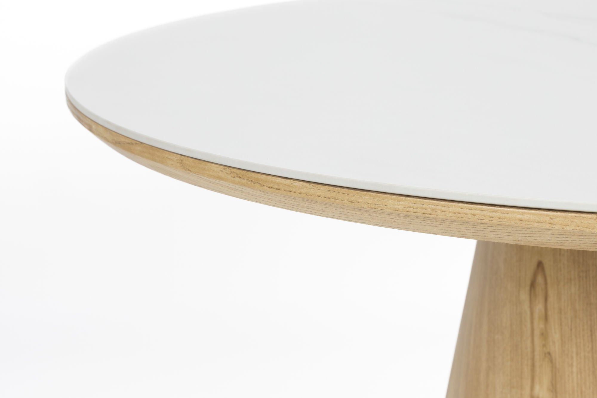 Almira Natural Oak Wood & White Marble Oval Dining Table 200cm